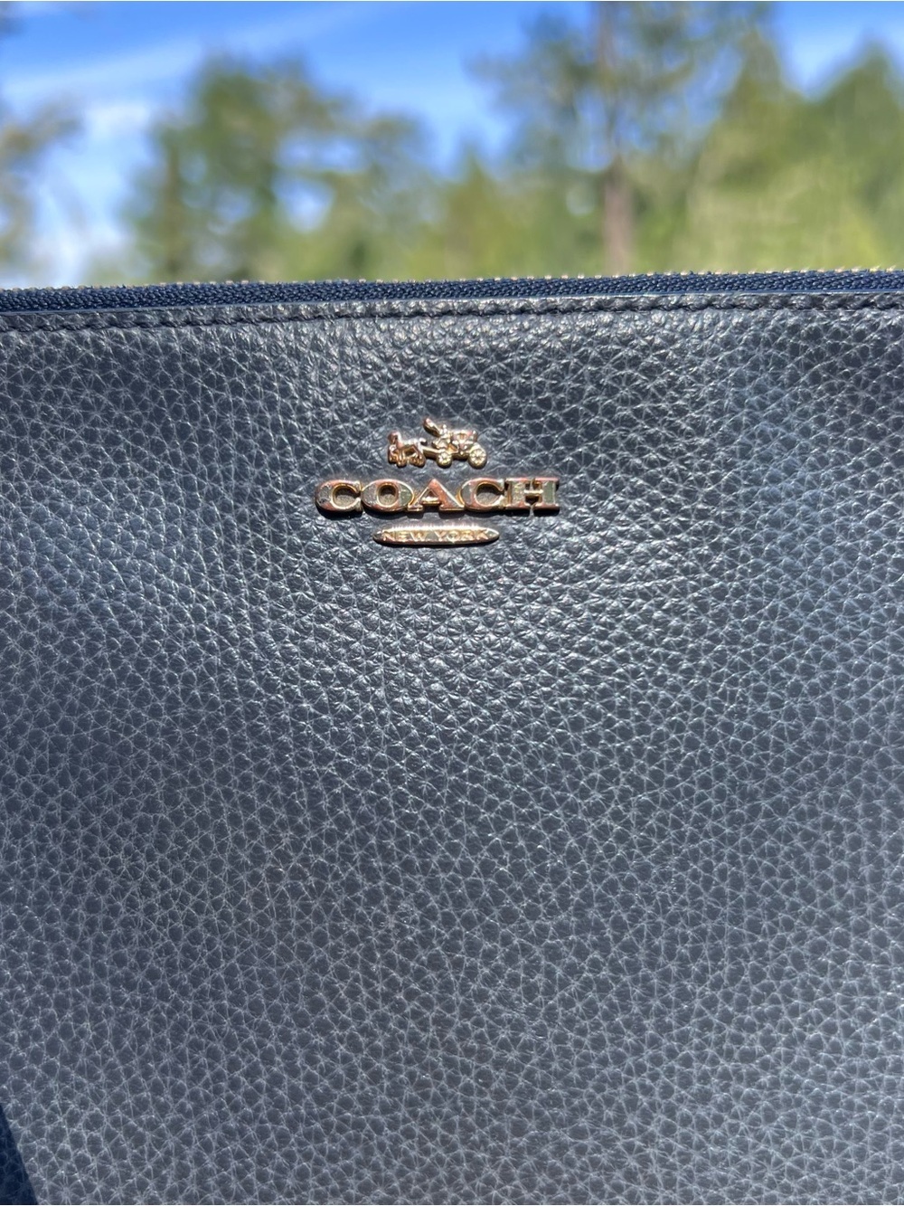 COACH Wristlet Wallet Blue Double Zip Pouch Clutch & Phone Case AUTHENTIC - Picture 7 of 12
